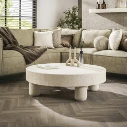 Tables Basses Design|TAJ Table basse blanche en marbre composite forme haricot