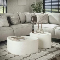 Tables Basses Design|Tables Basses Gigognes|TAJ Table basse blanche en marbre composite forme triangle (lot de 2)