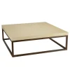 Tables Basses Carrées|BRASILIA Table basse carrée 120 cm métal et béton beige