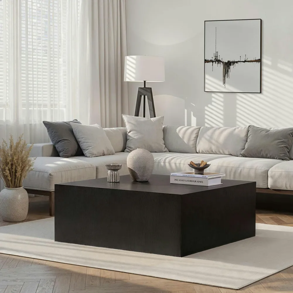 Tables Basses Carrées|MARFA Table basse carrée design effet marbre blanc