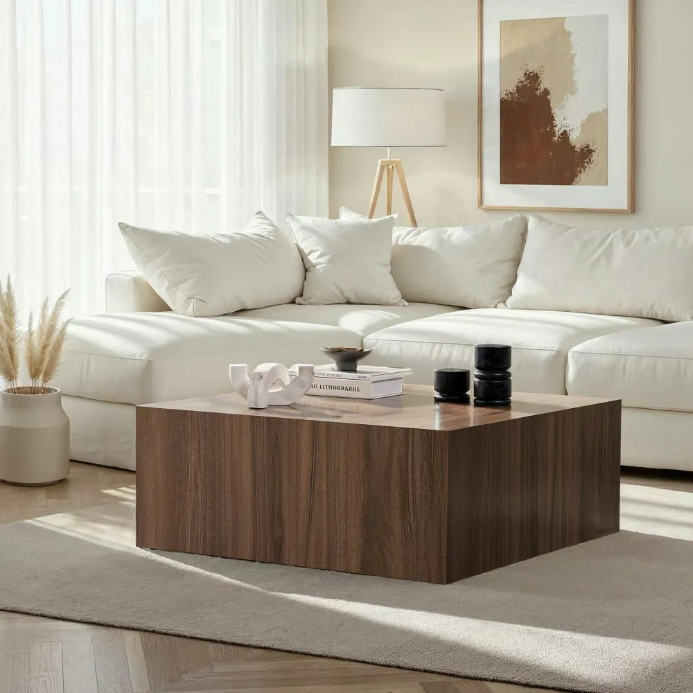 Tables Basses Carrées|MARFA Table basse carrée design effet marbre blanc