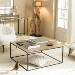Tables Basses Design|Tables Basses Carrées|ZALA Table basse carrée métal doré 90 cm
