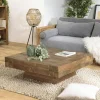 Tables Basses Carrées|Tables Basses Industrielles|MATT Table basse carrée poutre en teck massif
