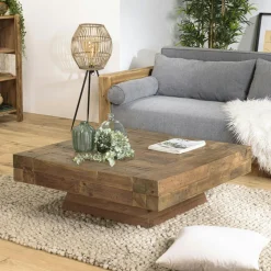 Tables Basses Carrées|Tables Basses Industrielles|MATT Table basse carrée poutre en teck massif