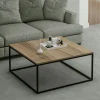 Tables Basses Carrées|JENA Table basse carrée style minimaliste effet noyer