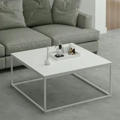 Tables Basses Carrées|JENA Table basse carrée style minimaliste effet noyer