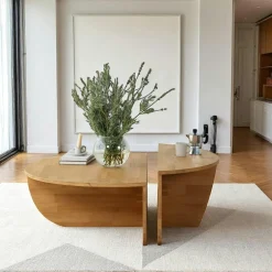 Tables Basses Rondes|SITIA Table basse design en bois clair - 2 modules