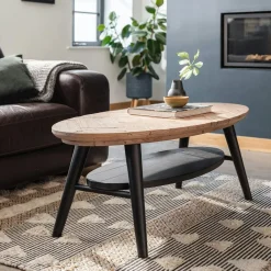 Tables Basses Vintage|FAGA Table basse en bois recyclé FSC motif chevron