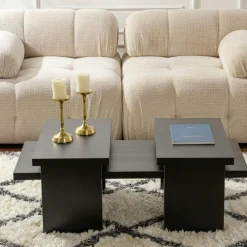 Tables Basses Gigognes|MARFA Table basse gigogne design – effet bois (3 pièces)