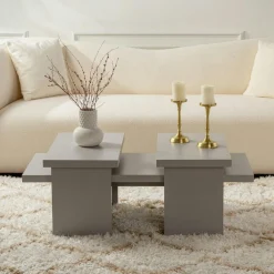 Tables Basses Gigognes|MARFA Table basse gigogne design – effet bois (3 pièces)