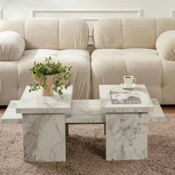 Tables Basses Gigognes|MARFA Table basse gigogne design – effet marbre (3 pièces)