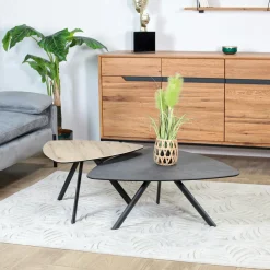 Tables Basses Design|LOMBARDIE Table basse gigogne en céramique forme design (lot de 2 pièces)