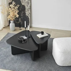 Tables Basses Gigognes|MARFA Table basse gigogne noire, triangle organique (x2)