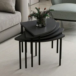 Tables Basses Rondes|Tables Basses Gigognes|JENA Table basse gigogne petit espace, finition anthracite