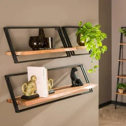 Tables Basses Gigognes|Tables Basses Industrielles|Swing Table basse gigogne ronde et ovale teck / métal (lot de 2)