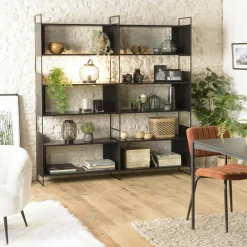 Tables Basses Design|Tables Basses Gigognes|ZALA Table basse gigogne ronde en métal gris / doré (lot de 2)