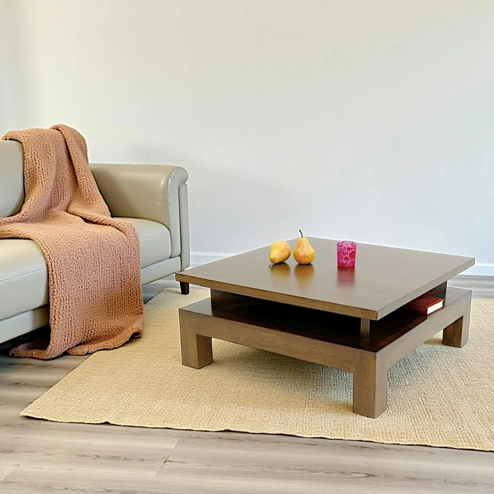 Tables Basses Carrées|Helena Table basse hévéa 80CM