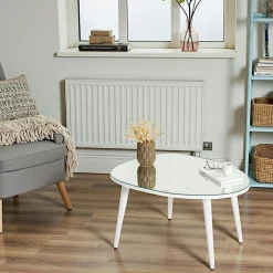 Tables Basses En Verre|TULUM Table basse miroir forme organique pieds noirs