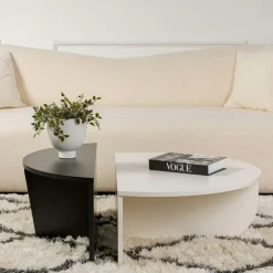 Tables Basses Rondes|Tables Basses Gigognes|MARFA Table basse moderne noire & blanche - 2 hauteurs