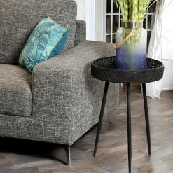 Univers Déco·Globe-Trotter|Tables Basses Industrielles| Table basse métal noir motifs ajourés grand modèle