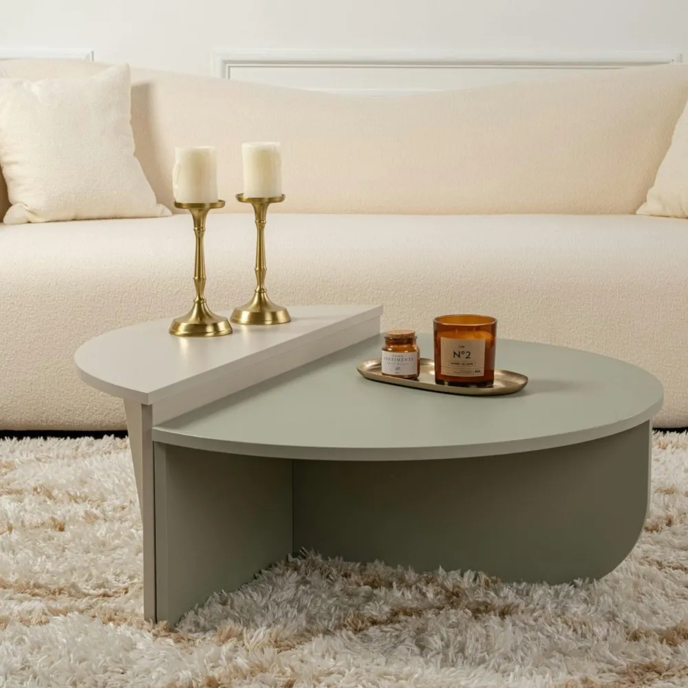 Tables Basses Rondes|Tables Basses Gigognes|MARFA Table basse noire moderne effet bois - 2 hauteurs