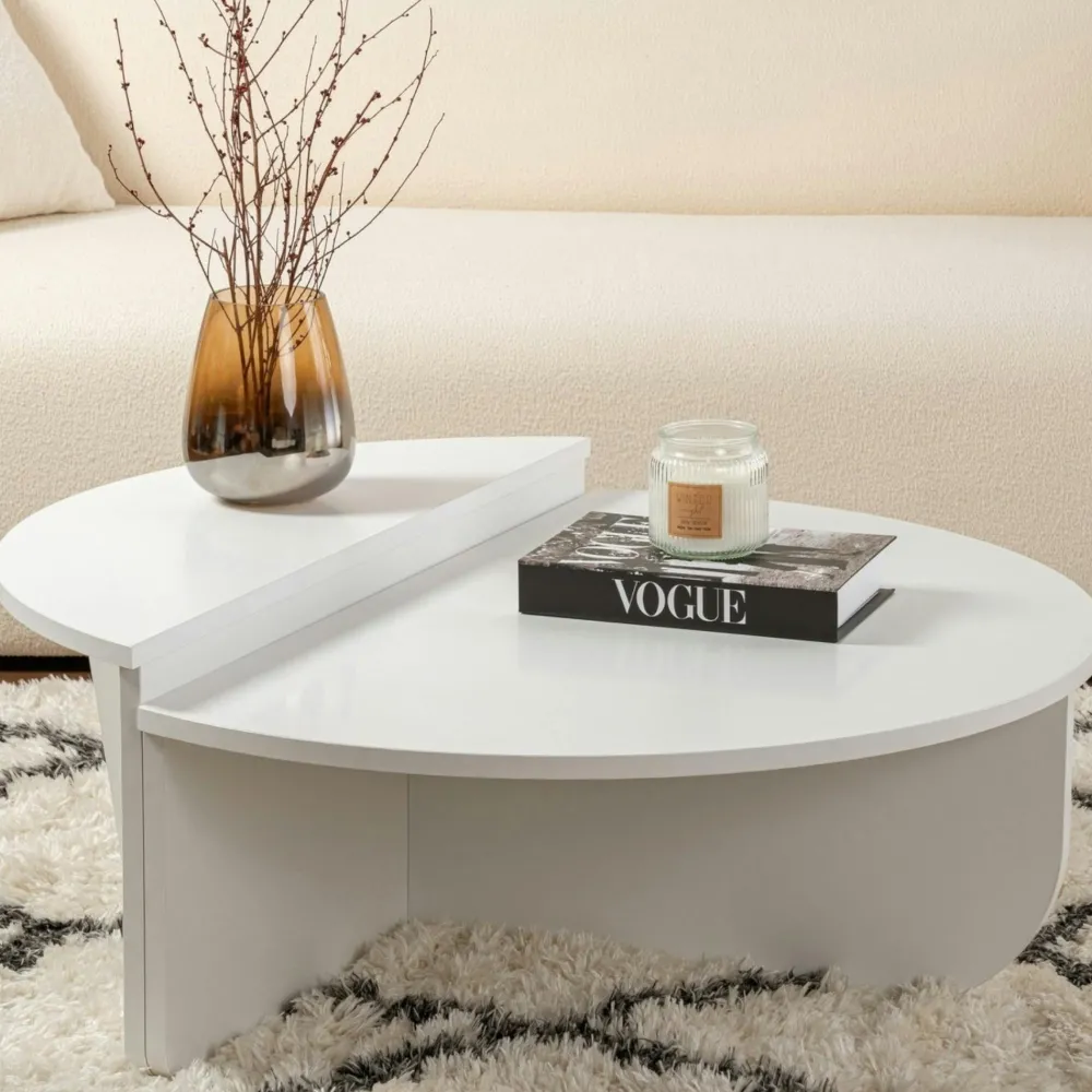 Tables Basses Rondes|Tables Basses Gigognes|MARFA Table basse noire moderne effet bois - 2 hauteurs