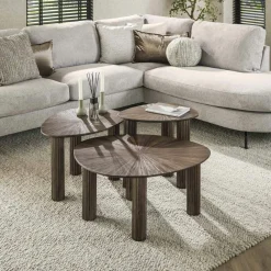 Tables Basses Design|Tables Basses Gigognes|YOGY Table basse organique en bois de teck forme galet (lot de 2)