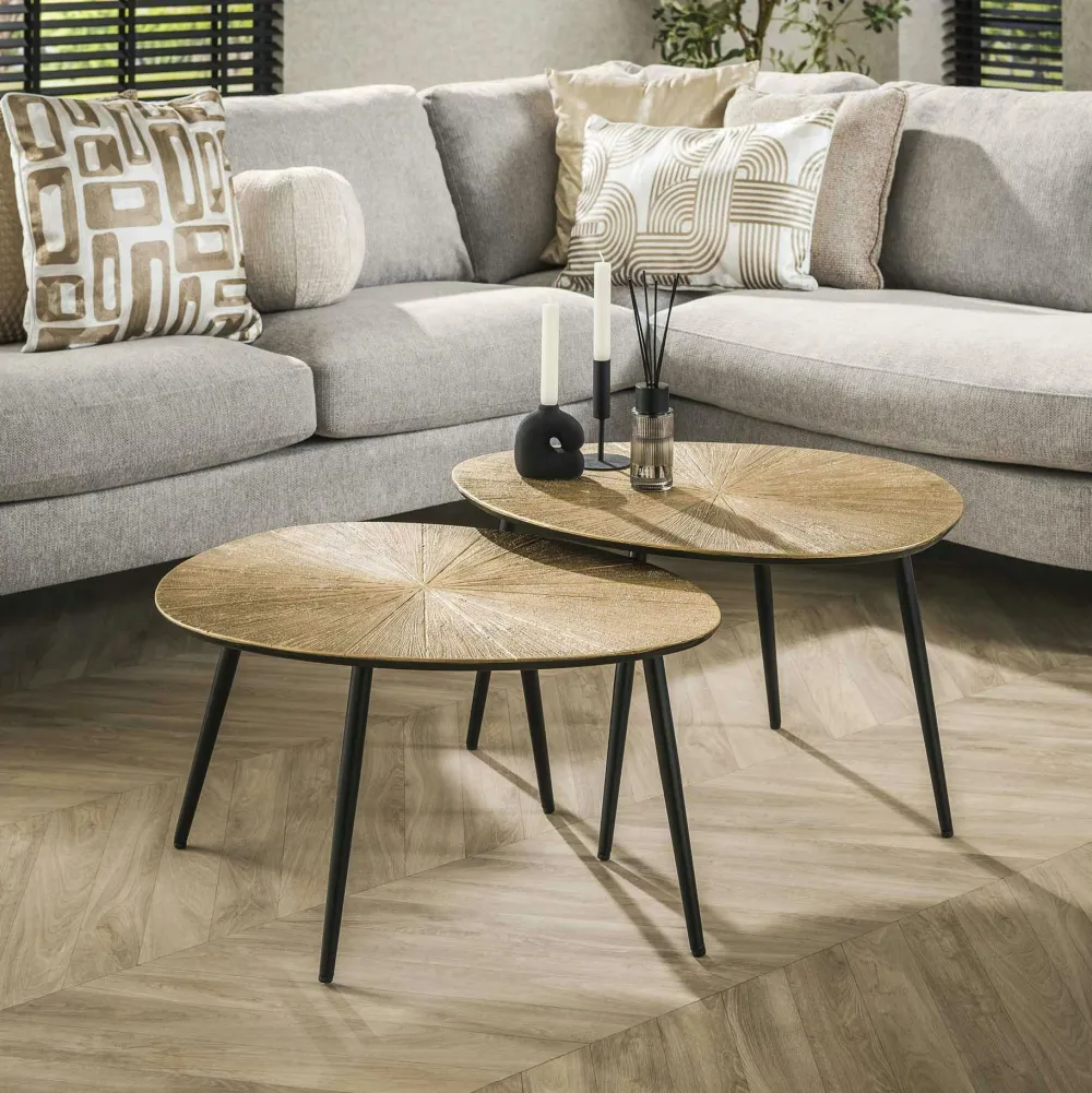 Tables Basses Vintage|Tables Basses Gigognes|RALF Table basse organique, feuille de ginkgo stylisée (lot de 2)