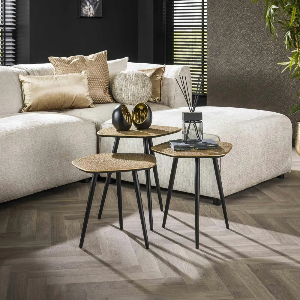 Tables Basses Vintage|Tables Basses Gigognes|RALF Table basse organique finition bronze ancien (lot de 2)