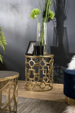 Tables Basses Design|ZALA Table basse ovale contemporaine dorée