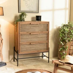 Tables Basses Industrielles|Swing Table basse ovale double plateau en teck recyclé 160 cm