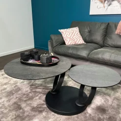 Tables D'Appoint Rondes|Sellettes Rondes|LOMBARDIE Table basse pivotante en céramique bronze