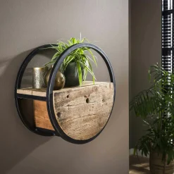 Tables Basses Rondes|Swing Table basse ronde 83 cm fibre tressée et bois