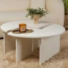 Tables Basses Rondes|Tables Basses Gigognes|MARFA Table basse ronde blanche effet bois - design puzzle