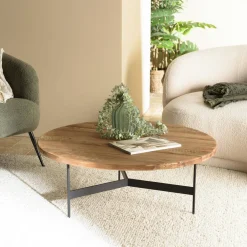 Tables Basses Design|Tables Basses Rondes|CRACOVIE Table basse ronde bois recyclé pin