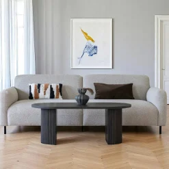 Tables Basses Rondes|MATERA Table basse ronde effet bois blond ø80 cm