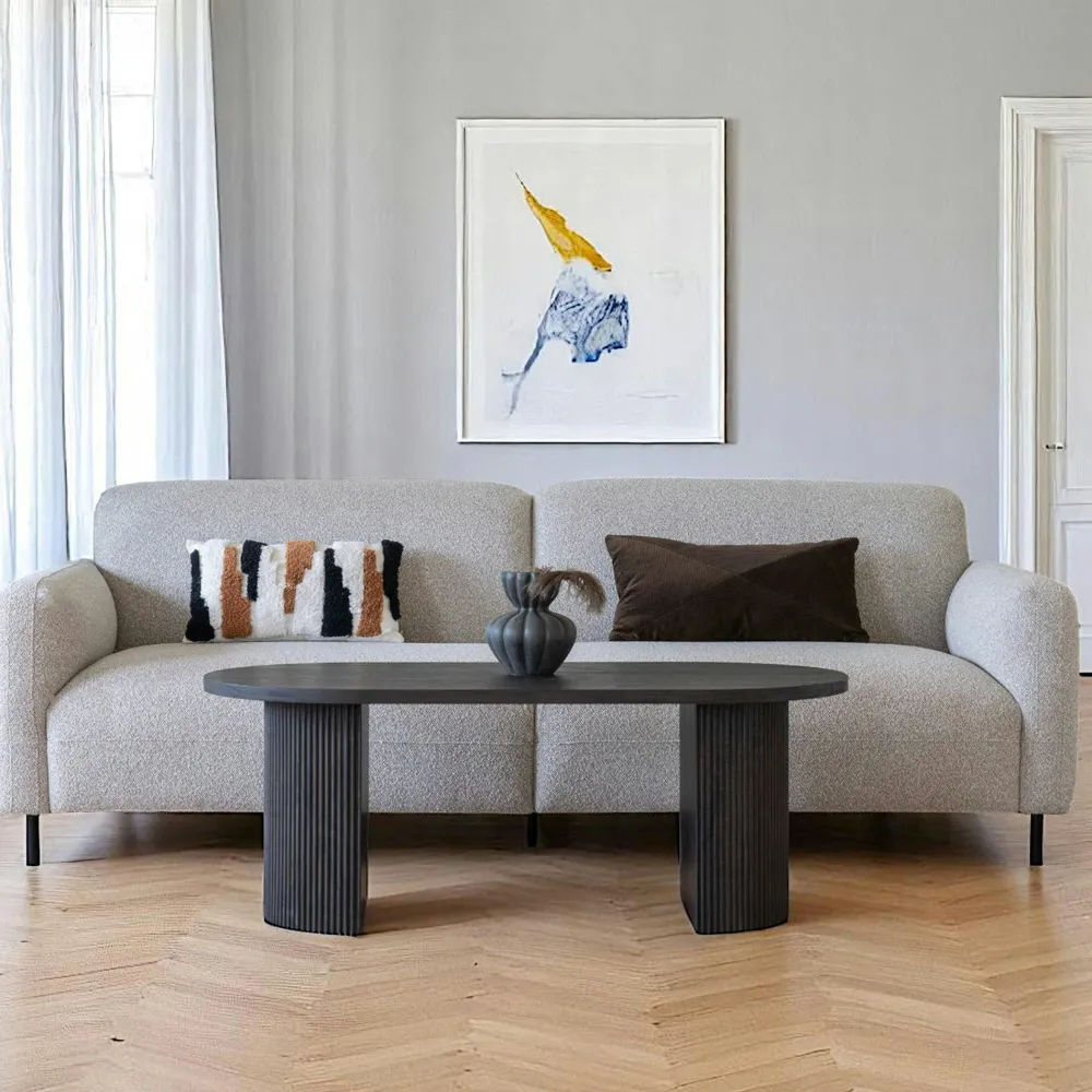 Tables Basses Rondes|MATERA Table basse ronde effet bois blond ø80 cm