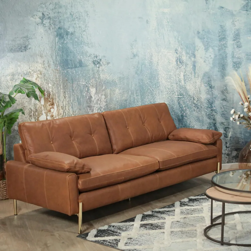 Tables Basses Rondes|MATERA Table basse ronde effet bois blond ø80 cm