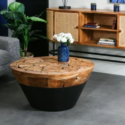 Univers Déco·Globe-Trotter|Tables Basses Rondes|Canada Table basse ronde racine de teck métal