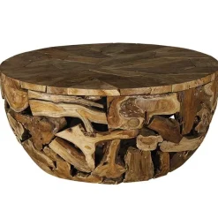 Univers Déco·Globe-Trotter|Tables Basses Rondes|Canada Table basse ronde racine de teck métal