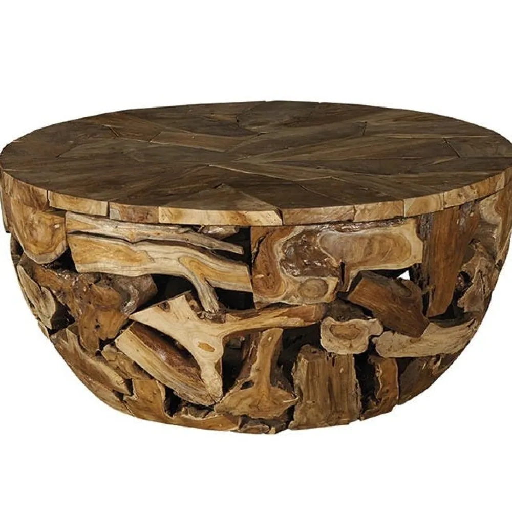 Univers Déco·Globe-Trotter|Tables Basses Rondes|Canada Table basse ronde racine de teck métal