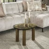 Tables Basses Design|Tables Basses En Verre|LAGUNA Table basse verre – finition antique dorée, 40 cm