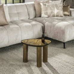 Tables Basses Design|Tables Basses En Verre|LAGUNA Table basse verre – finition cuivre antique, 35 cm