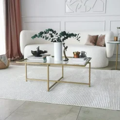 Tables Basses En Verre|TULUM Table basse verre & métal doré - design minimaliste