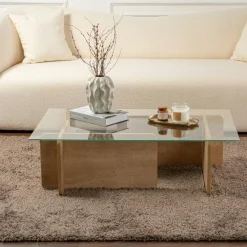 Tables Basses En Verre|SALTA Table basse verre déstructurée – base gris anthracite