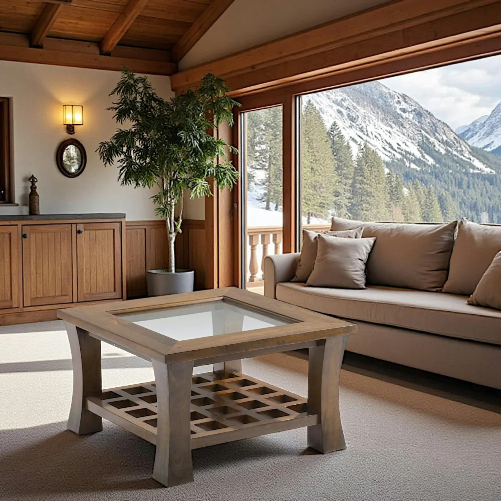 Tables Basses Carrées|Maori Table basse vitrée 60x60cm