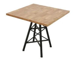 Tables À Manger Industrielles|Tables À Manger Carrées|Loft / Loft Colors Table carrée en Hévéa recyclé naturel et pieds métal façon "Tour Eiffel" 80x80x76cm LOFT