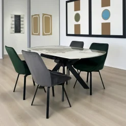 Tables À Manger Rectangulaires|Tables À Manger En Céramique|LOMBARDIE Table céramique extensible effet marbré 180-280 cm