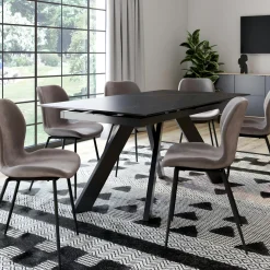 Univers Déco·Design Contemporain|Tables À Manger Rectangulaires|OTTAWA Table céramique extensible blanche marbrée 170-214 cm