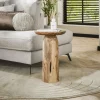 Bouts De Canapé En Bois|Melbourne Table d’appoint bois – plateau sculpté, 55 cm